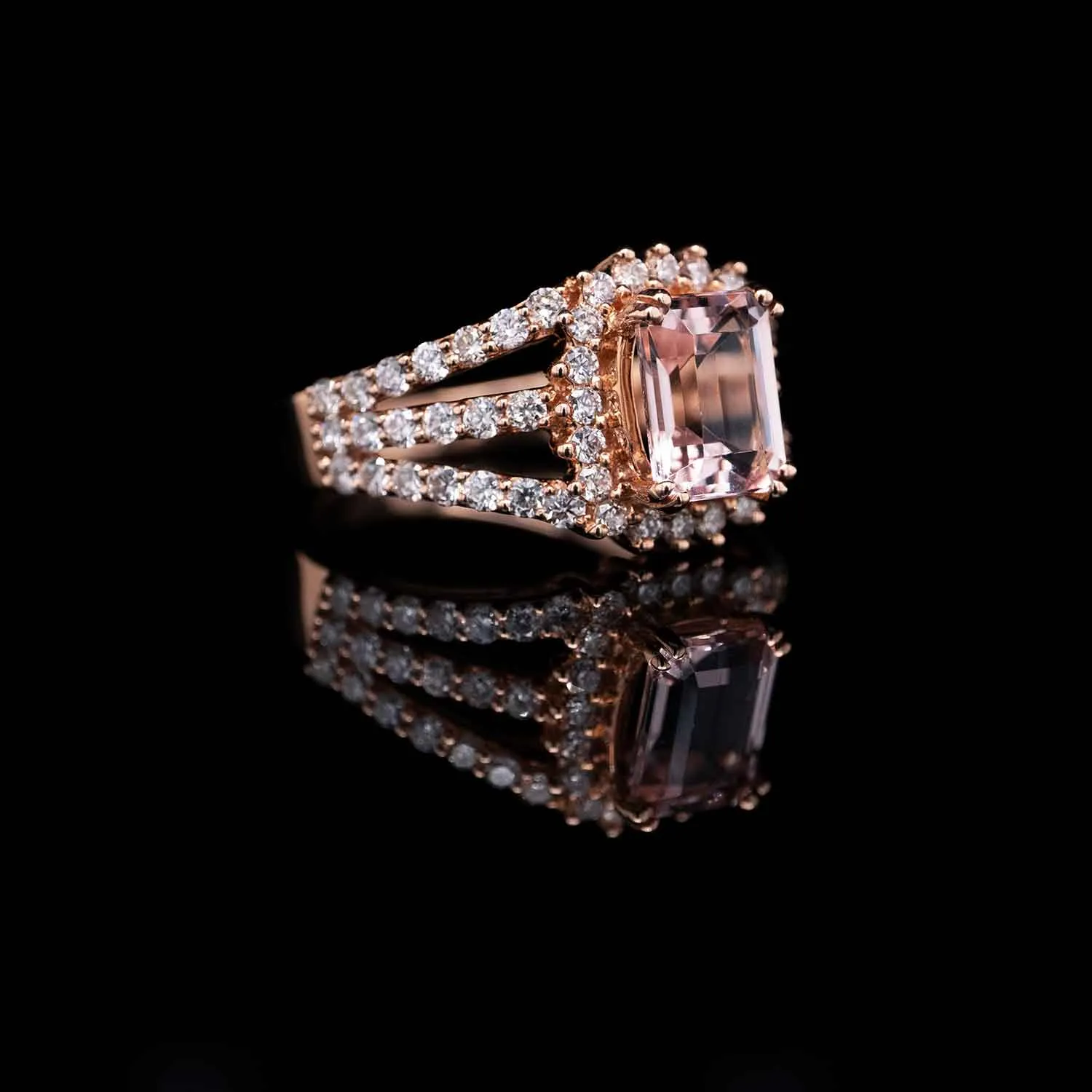 1.54 Carat Morganite Gemstone Ring in 14k Two Tone Gold