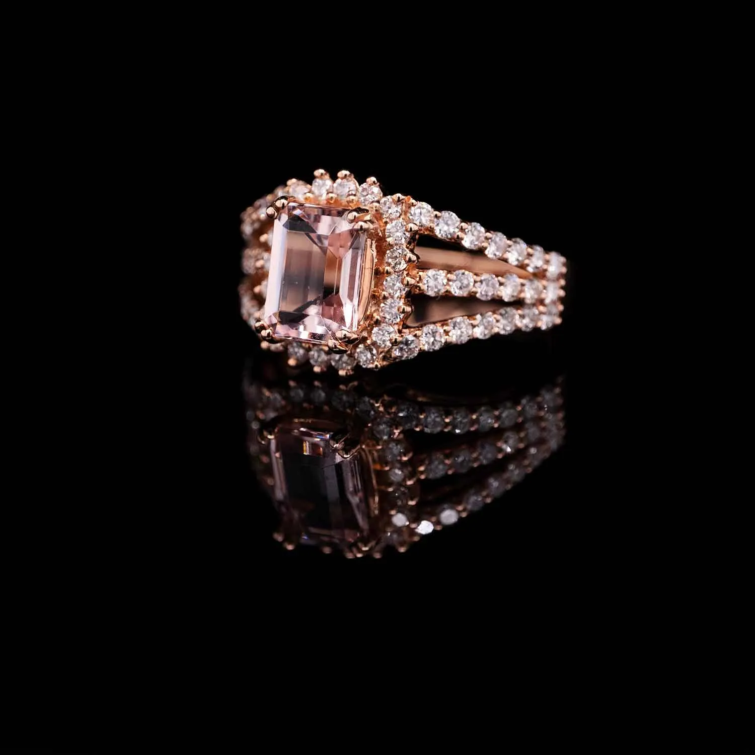 1.54 Carat Morganite Gemstone Ring in 14k Two Tone Gold