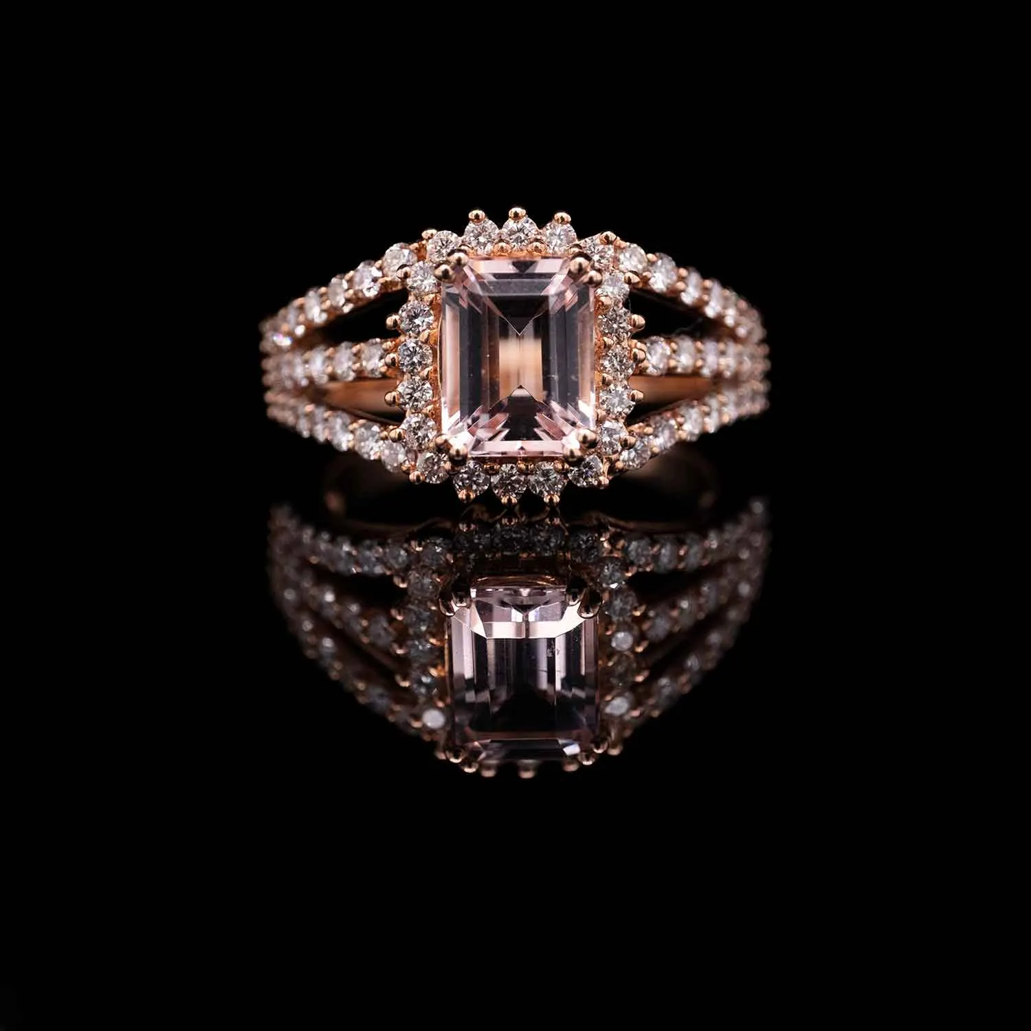 1.54 Carat Morganite Gemstone Ring in 14k Two Tone Gold
