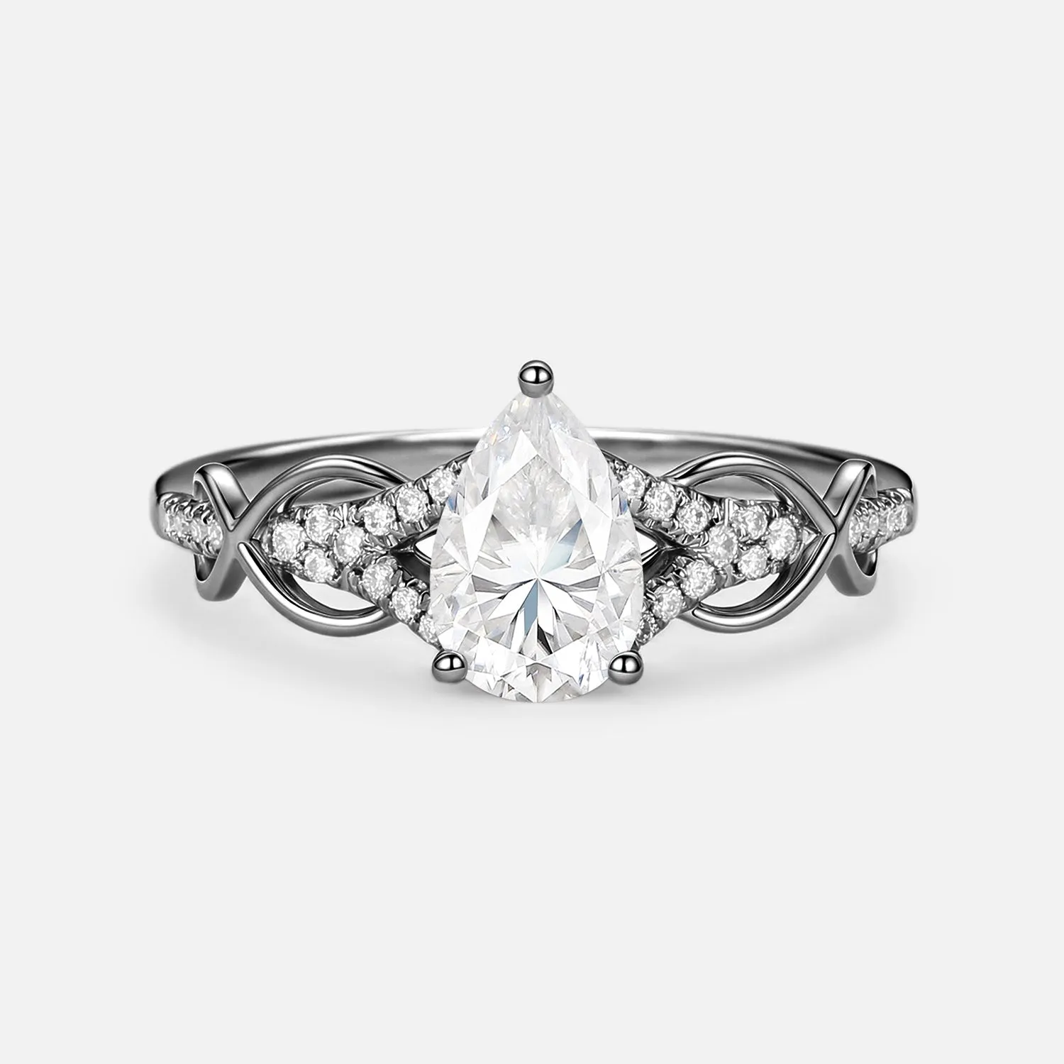 1.5ct Pear Cut Colorless Moissanite Antique Engagement Ring