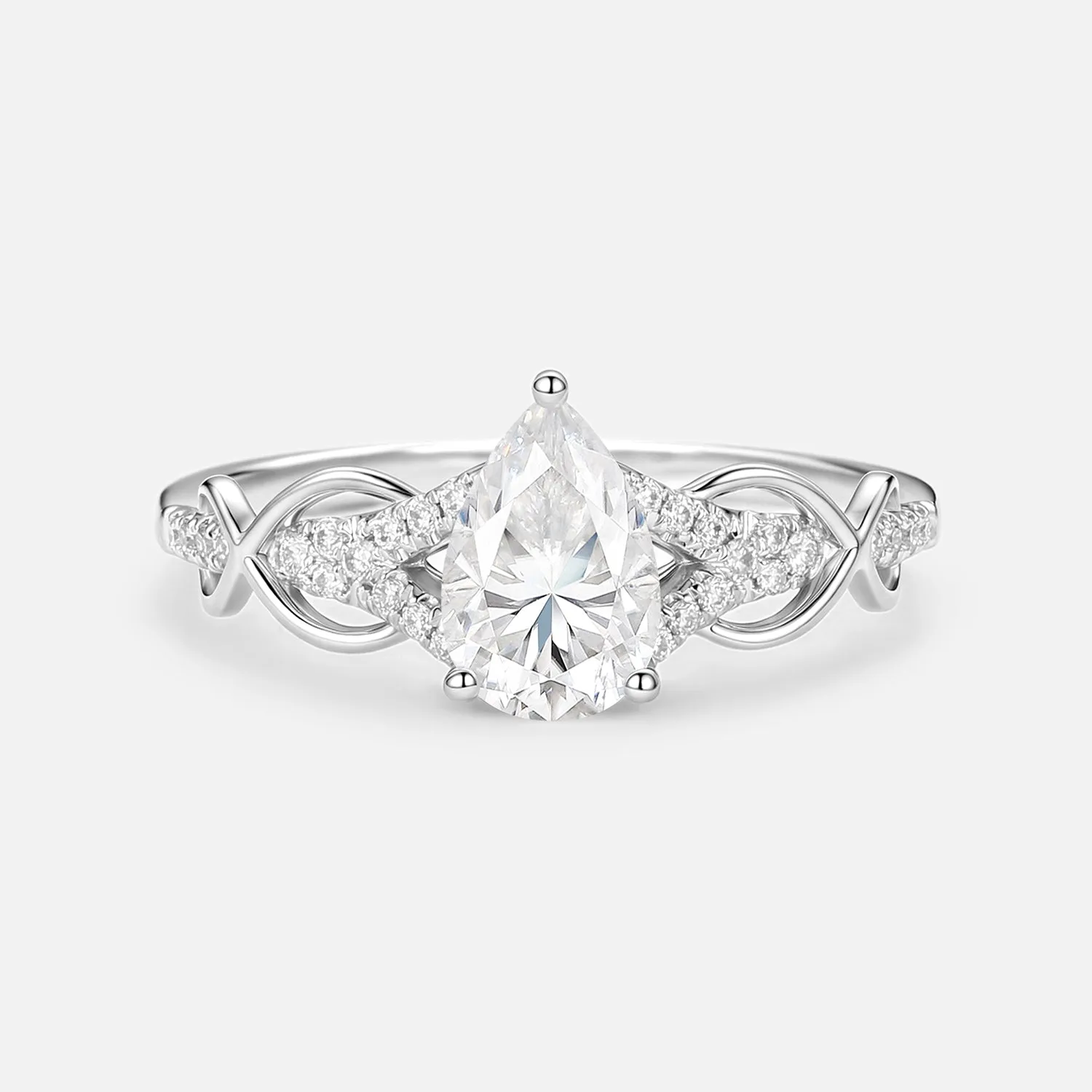 1.5ct Pear Cut Colorless Moissanite Antique Engagement Ring