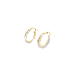 15mm Twist Hoop Earrings with Cubic Zirconia in 9ct Yellow Gold