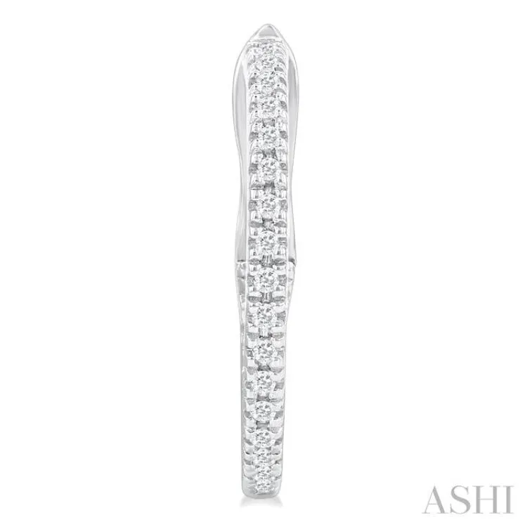 1/6 ctw Inside & Outside Round Cut Diamond Hoop Earring in 10K White Gold
