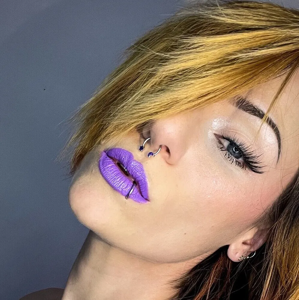 16/20G Purple Moon and Star Horseshoe Septum Rings