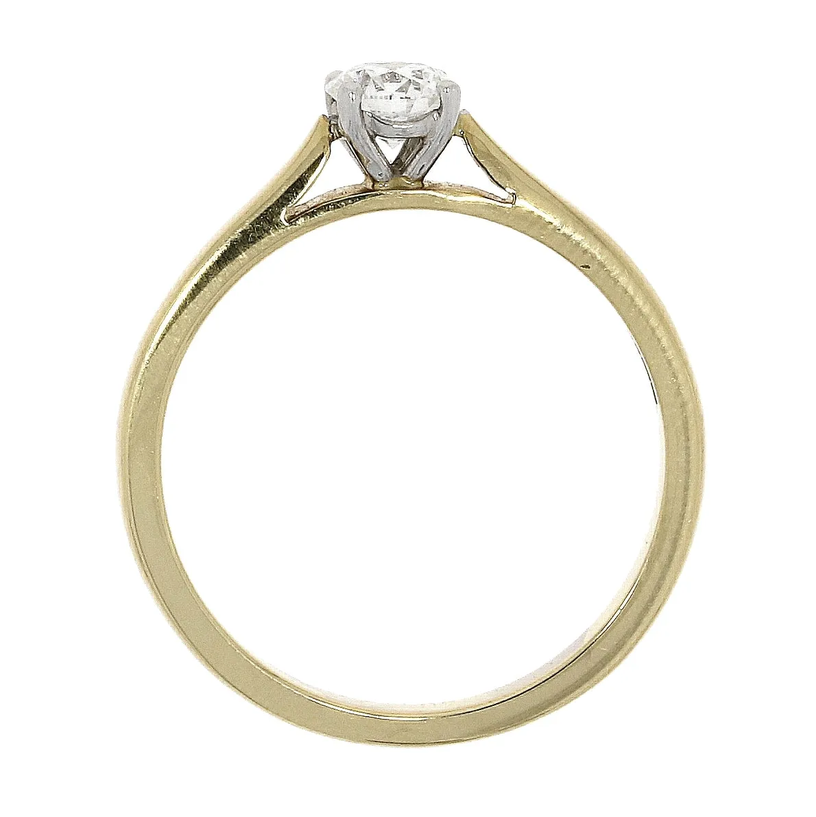 18ct Gold yellow and white gold 4 claw solitaire diamond ring