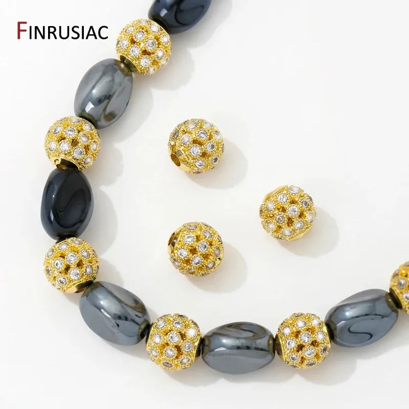 18K Gold Plated 8mm Zircon Spacer Beads – DIY Jewelry