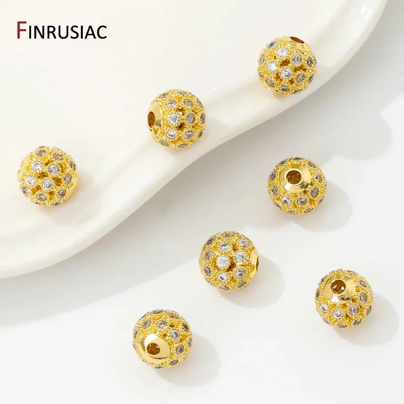 18K Gold Plated 8mm Zircon Spacer Beads – DIY Jewelry