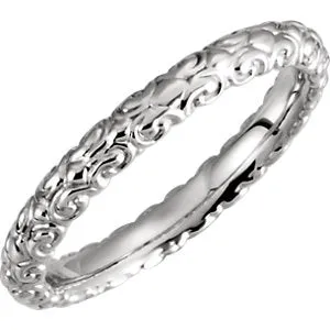 18K White 2.9 mm Sculptural-Inspired Band Size 5.5