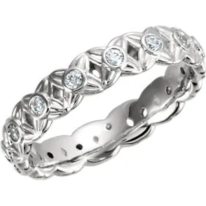 18K White 3/8 CTW Diamond Sculptural-Inspired Eternity Band Size 5.5