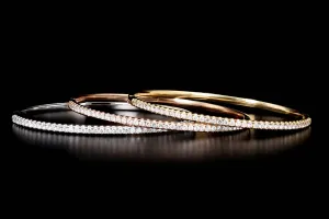 18K White, Yellow, or Rose 1.0 Carat Total Weight Round Diamond Bangle