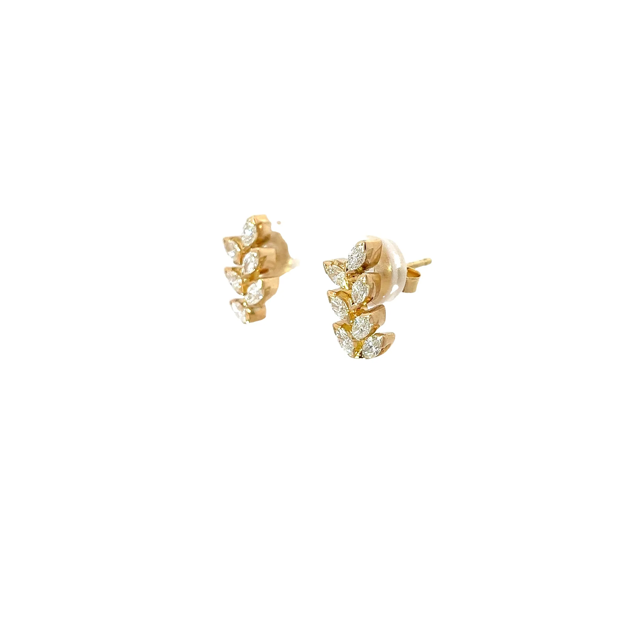 18K Yellow Gold .85CT G VS2 MARQUISE DIAMOND LEAF CLIMBER EARRINGS
