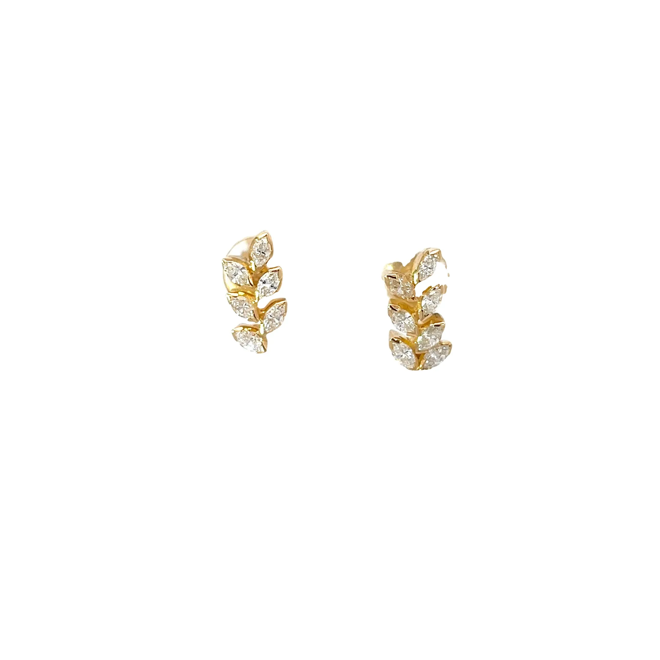 18K Yellow Gold .85CT G VS2 MARQUISE DIAMOND LEAF CLIMBER EARRINGS