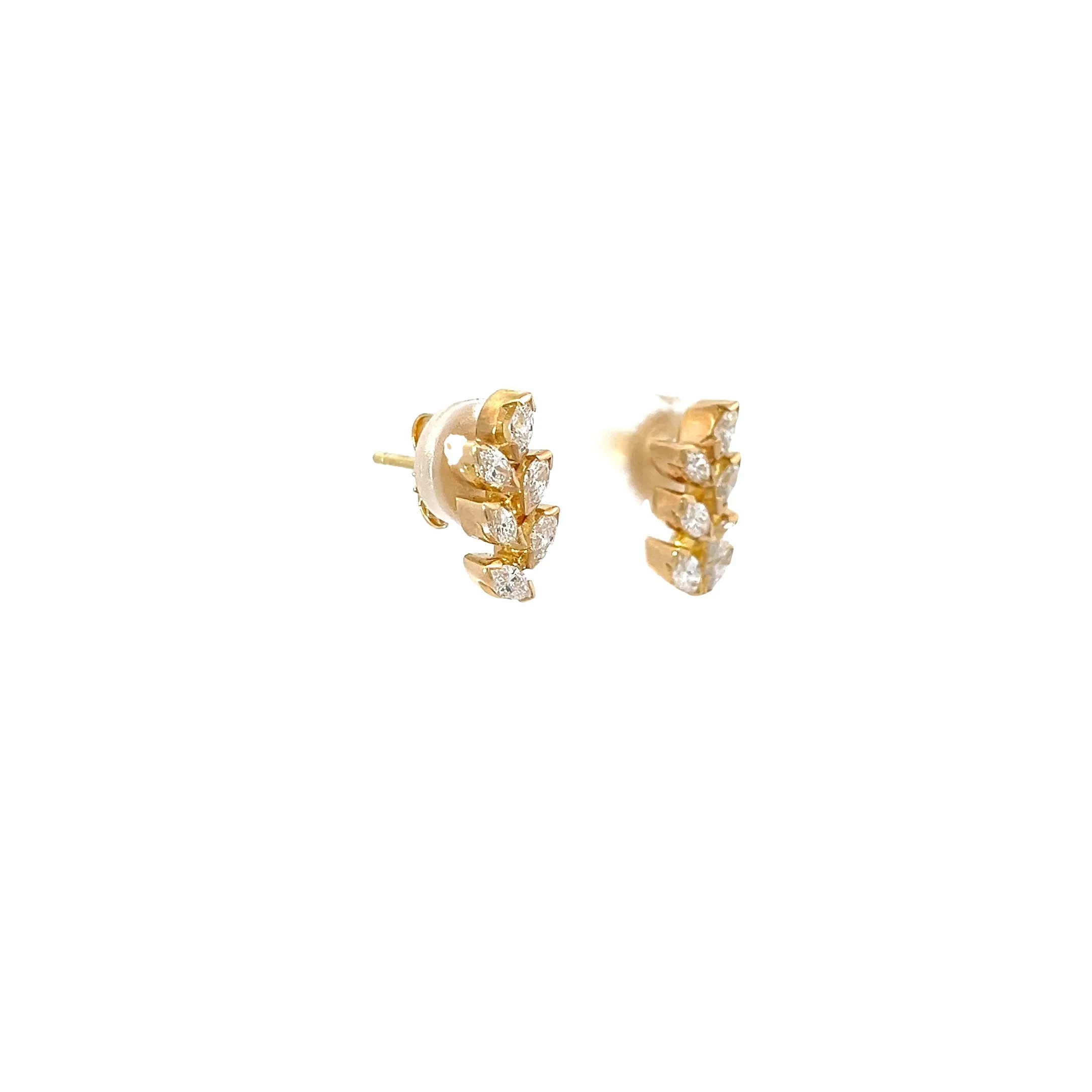 18K Yellow Gold .85CT G VS2 MARQUISE DIAMOND LEAF CLIMBER EARRINGS