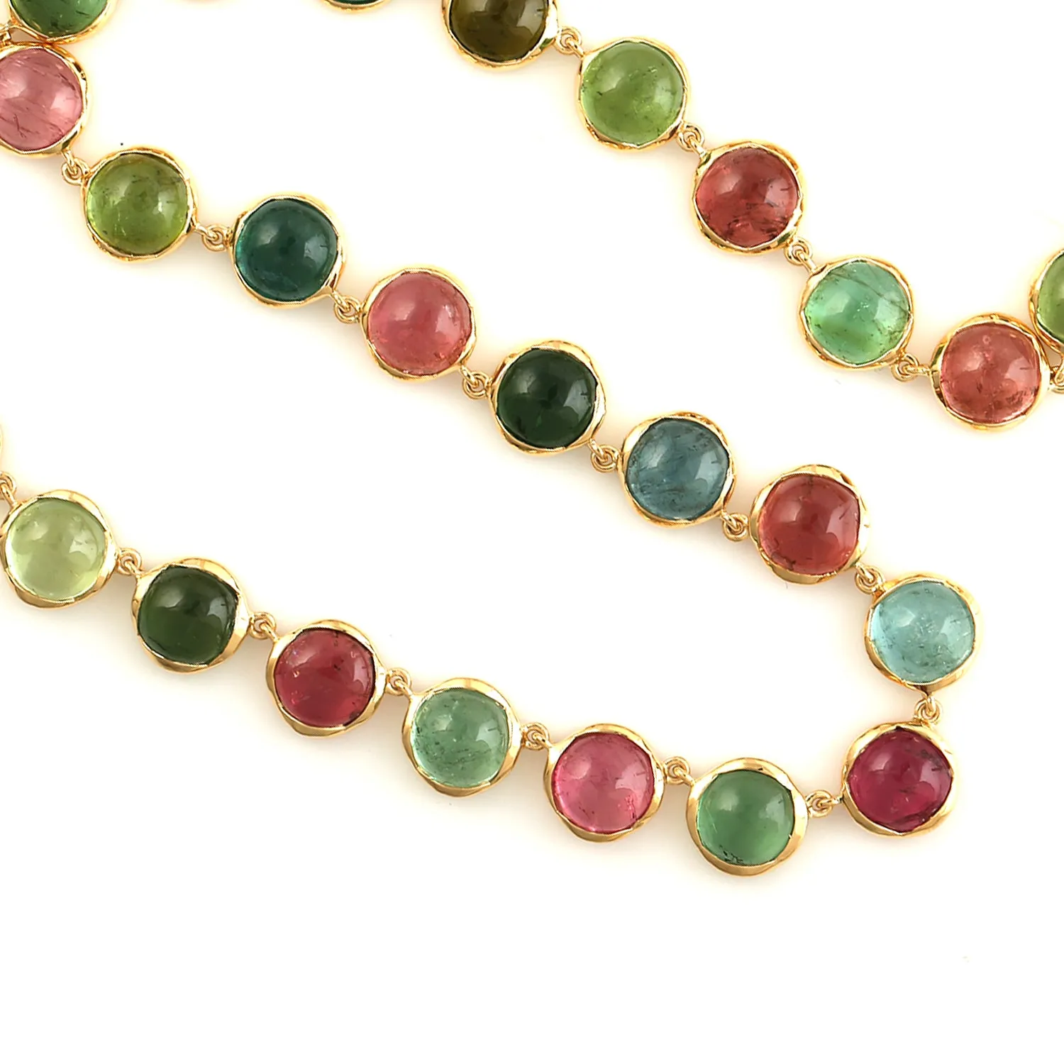 18k Yellow Gold Bezel Set Multi Tourmaline Wedding Choker Necklace For Women