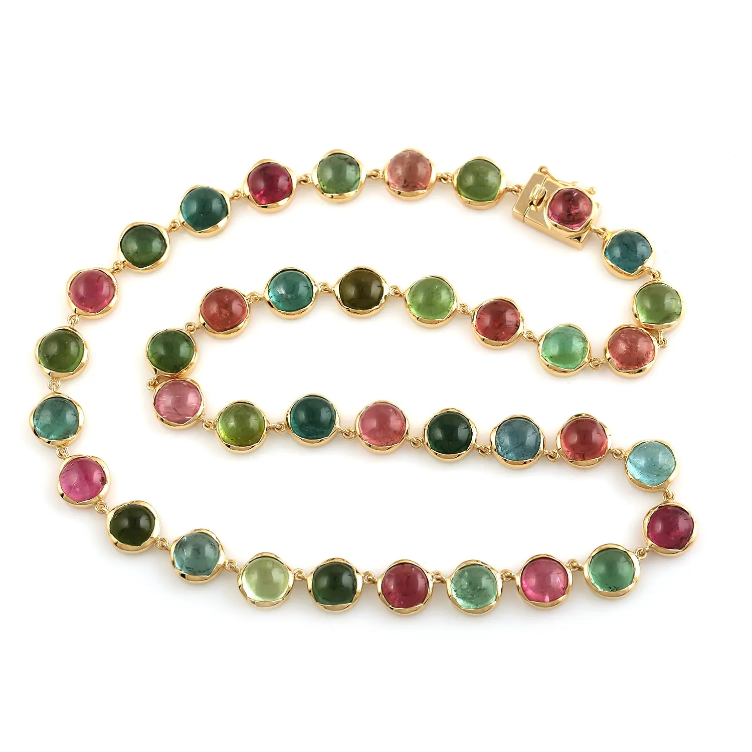 18k Yellow Gold Bezel Set Multi Tourmaline Wedding Choker Necklace For Women