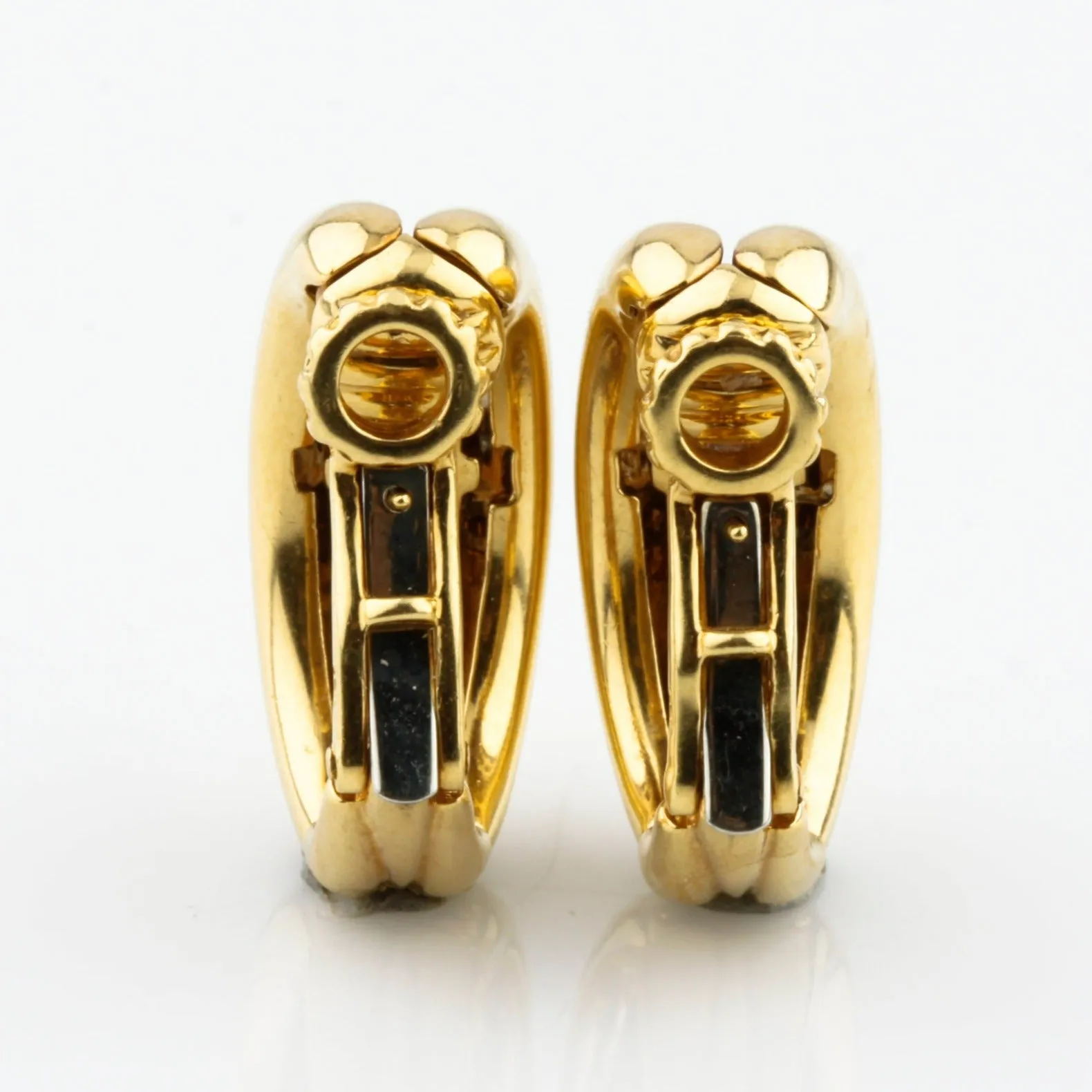 18k Yellow Gold Designer Huggie Diamond Reveal Clip-On Earrings Gorgeous!