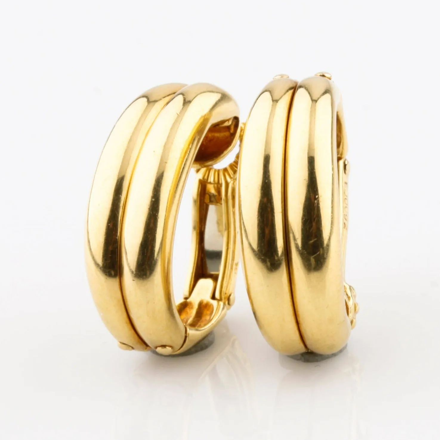 18k Yellow Gold Designer Huggie Diamond Reveal Clip-On Earrings Gorgeous!