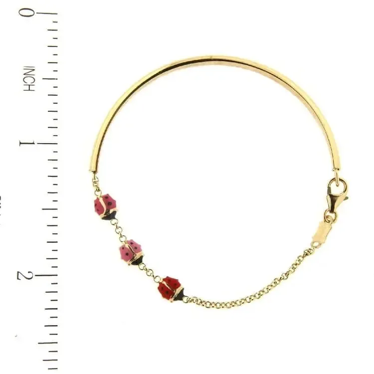 18K Yellow Gold Red Pink and Fuchsia Enamel Baby Bangle