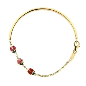 18K Yellow Gold Red Pink and Fuchsia Enamel Baby Bangle