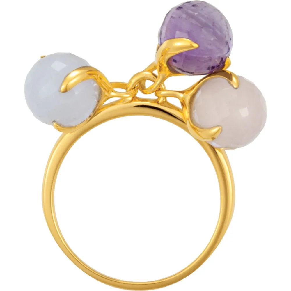 18k Yellow Gold Vermeil Multi-Gemstone Ring Size 7