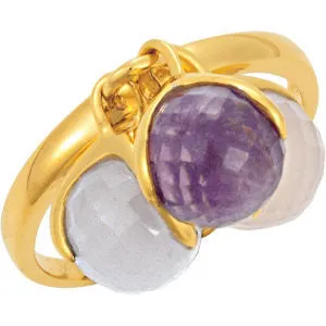 18k Yellow Gold Vermeil Multi-Gemstone Ring Size 7