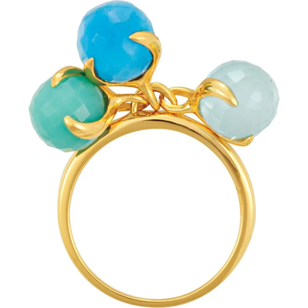 18k Yellow Gold Vermeil Multi-Gemstone Ring Size 7