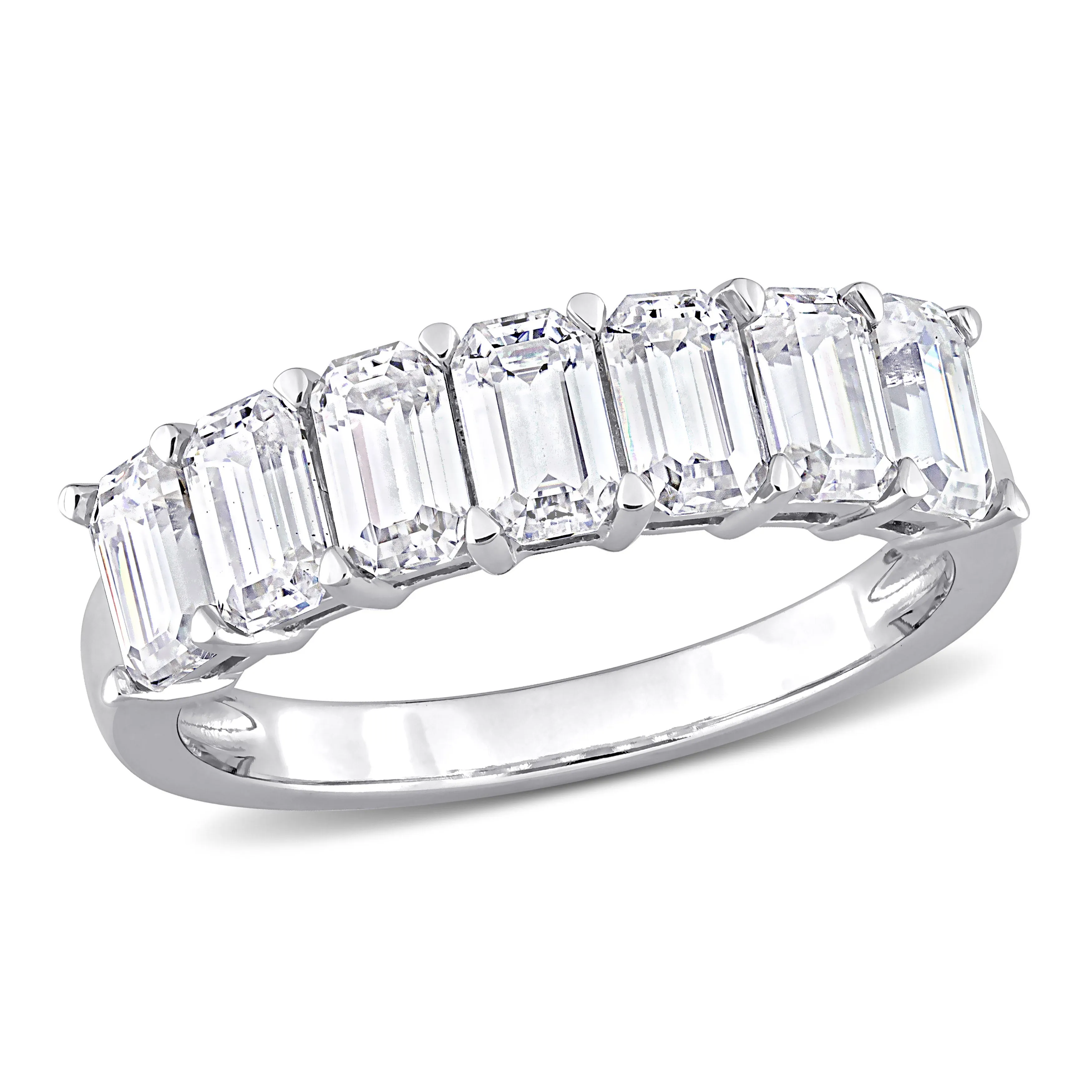 2 1/10 CT DEW Created Moissanite Semi eternity Ring 10k White Gold