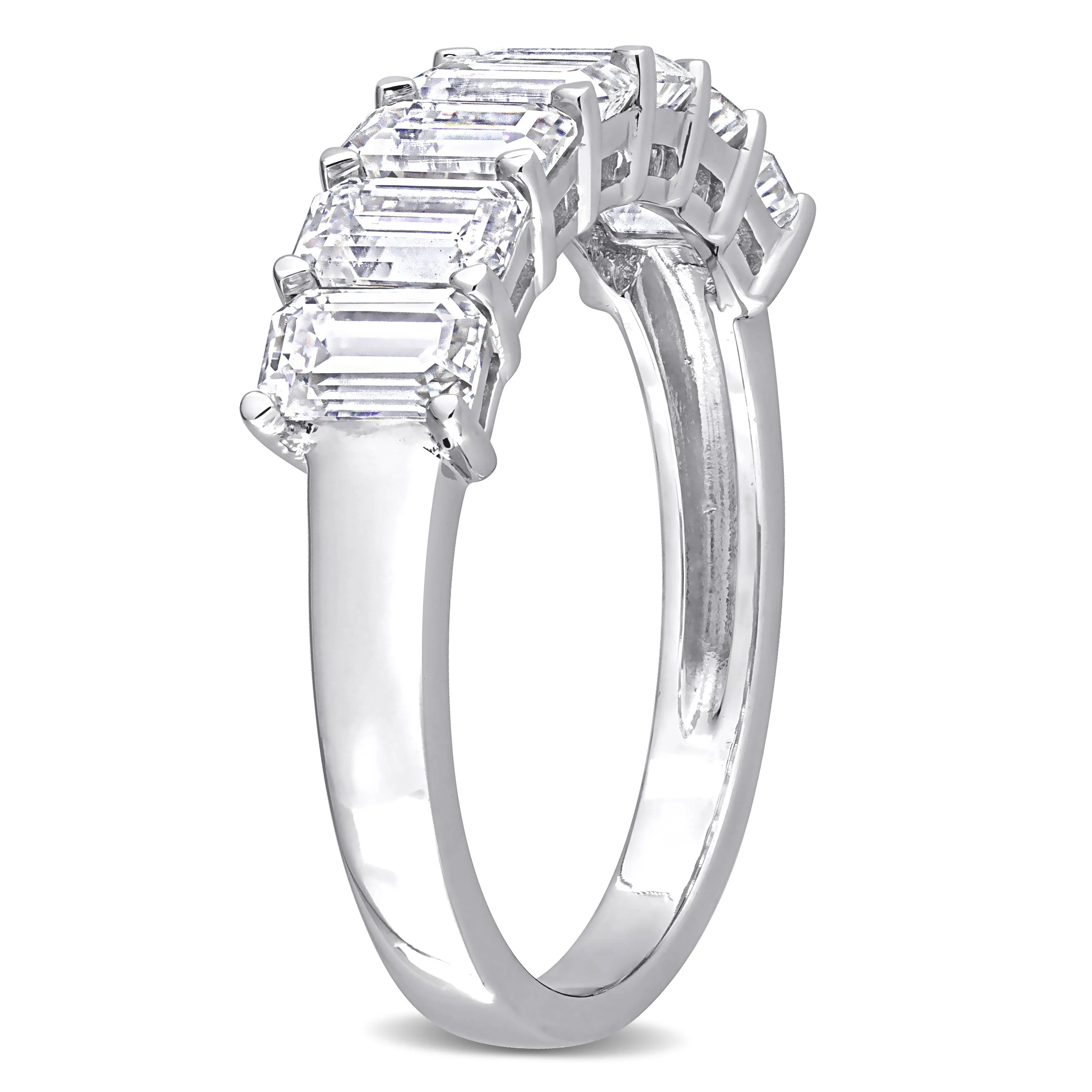2 1/10 CT DEW Created Moissanite Semi eternity Ring 10k White Gold