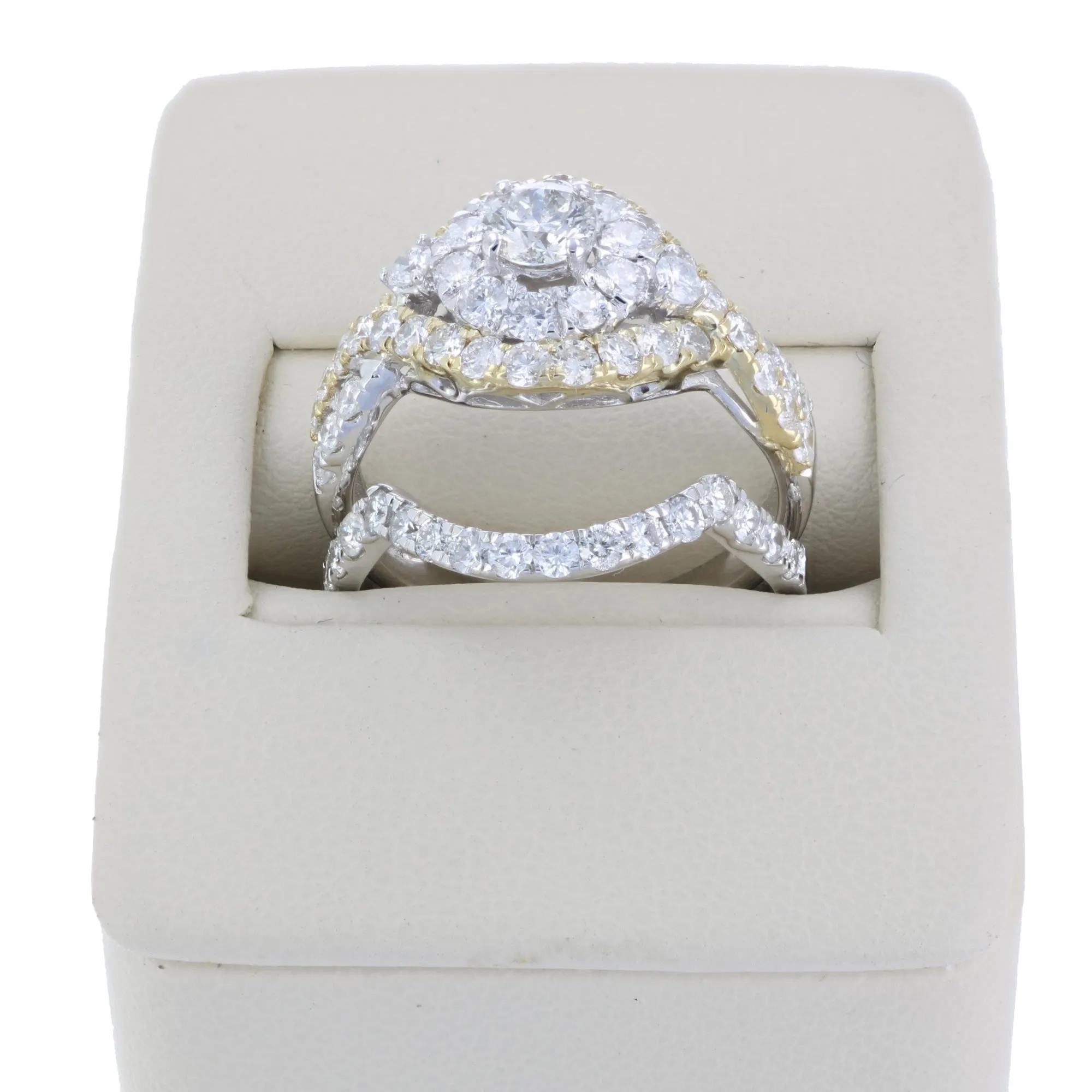 2 cttw Diamond Bridal Rings Set in 14k Tow Tone Gold
