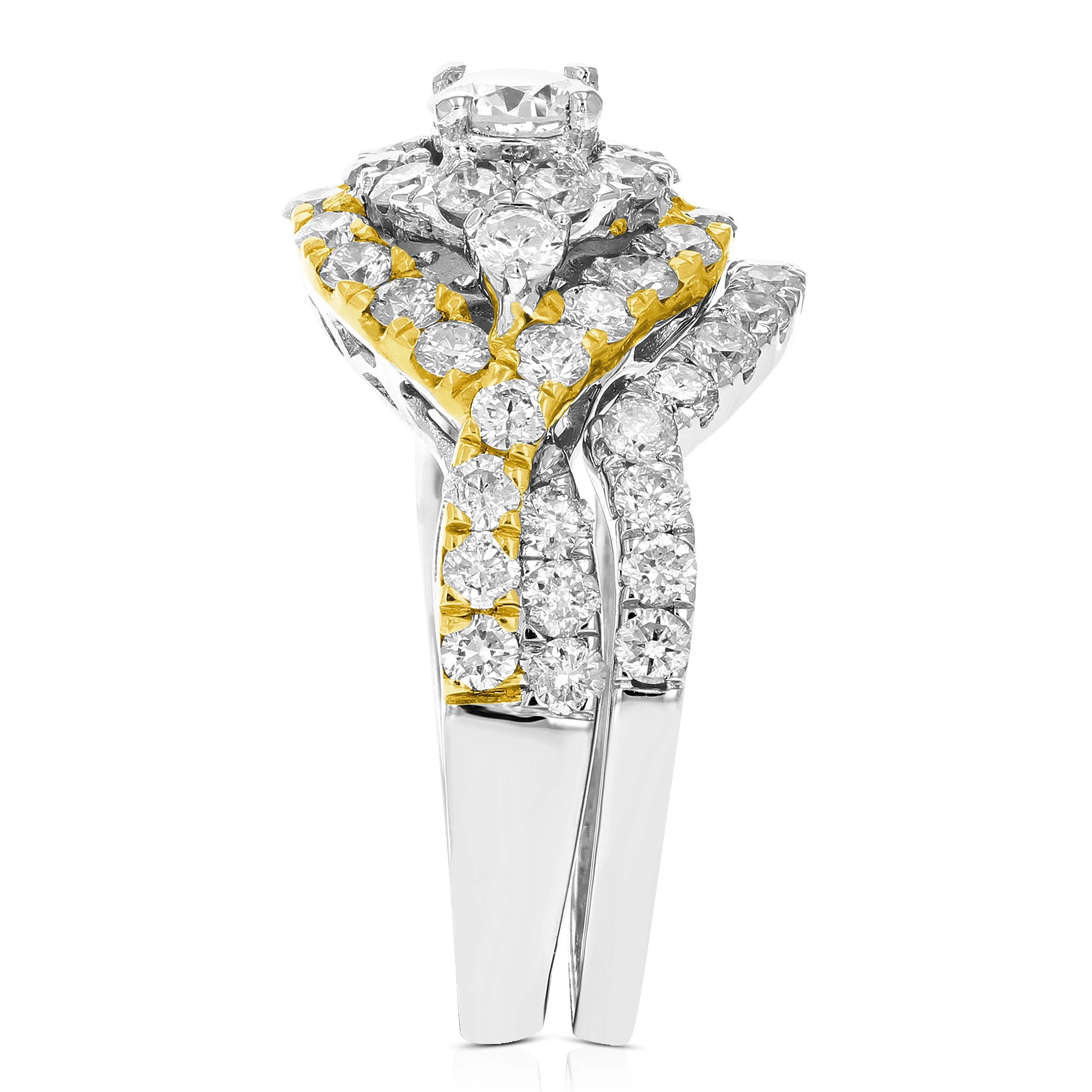 2 cttw Diamond Bridal Rings Set in 14k Tow Tone Gold