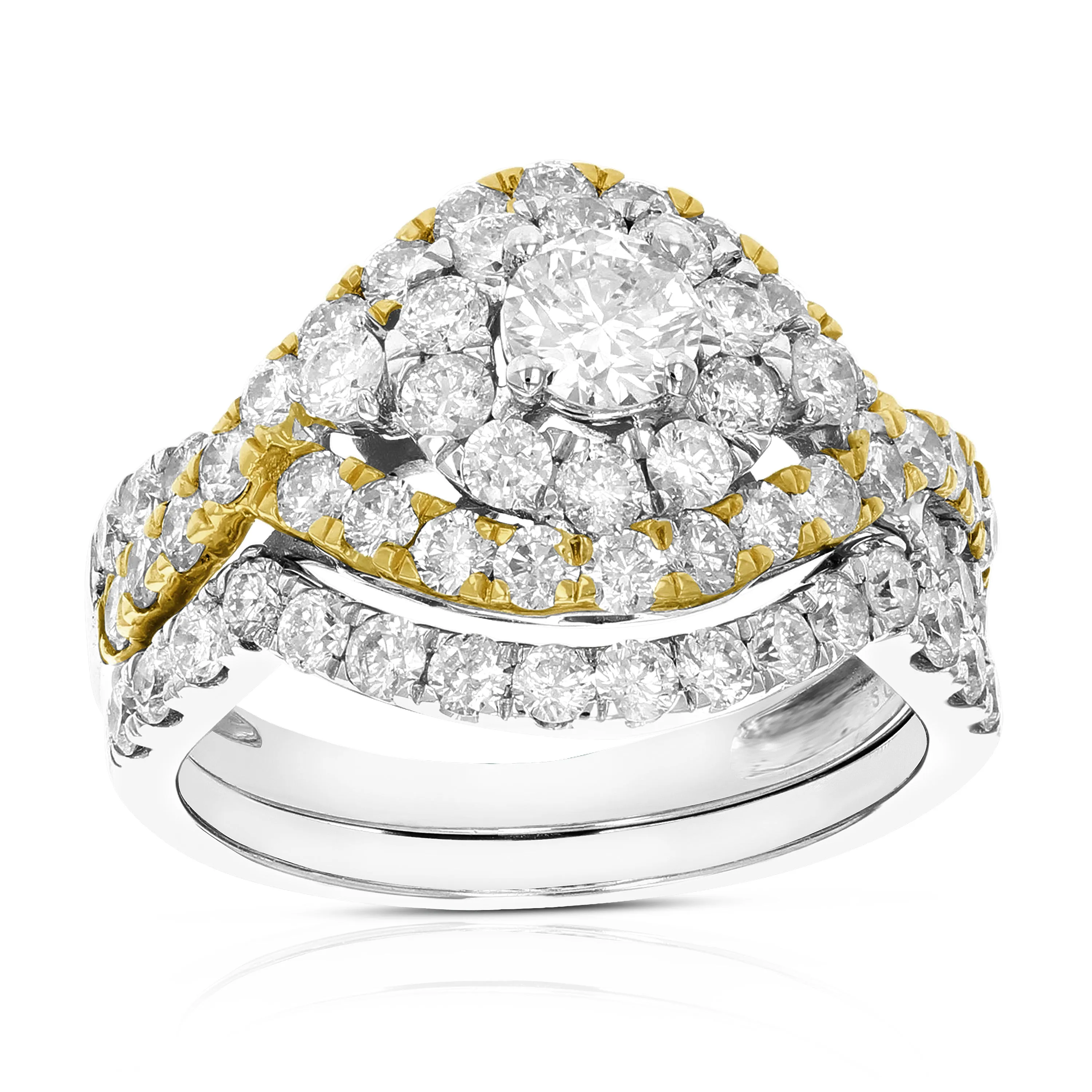 2 cttw Diamond Bridal Rings Set in 14k Tow Tone Gold
