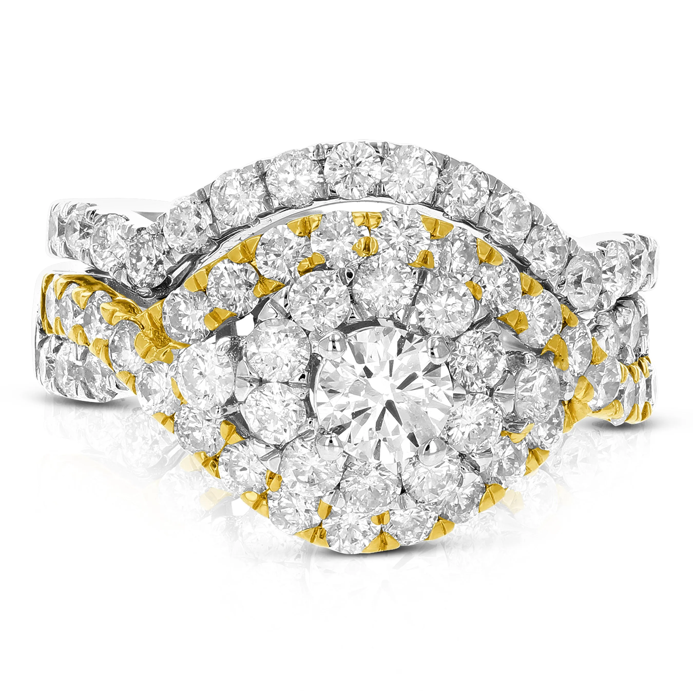 2 cttw Diamond Bridal Rings Set in 14k Tow Tone Gold