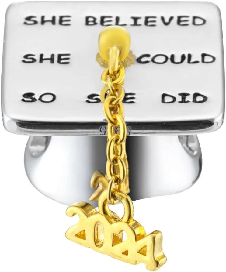 2024 Diploma Hat, She Believed Bead Charm