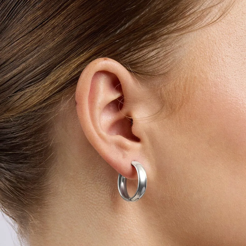 20mm Sterling Silver Round Huggie Hoop Earrings