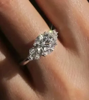 2.20CT Round Cut Simulated Moissanite Engagement Ring White Gold Plated Size 7