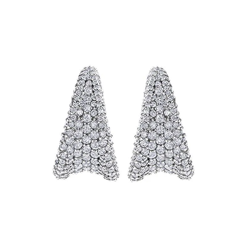2.25TDW Diamond Pave Clip Earrings in 14K White Gold