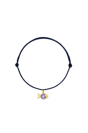 22K Yellow Gold Tanzanite Dory the Fish Charm Bracelet