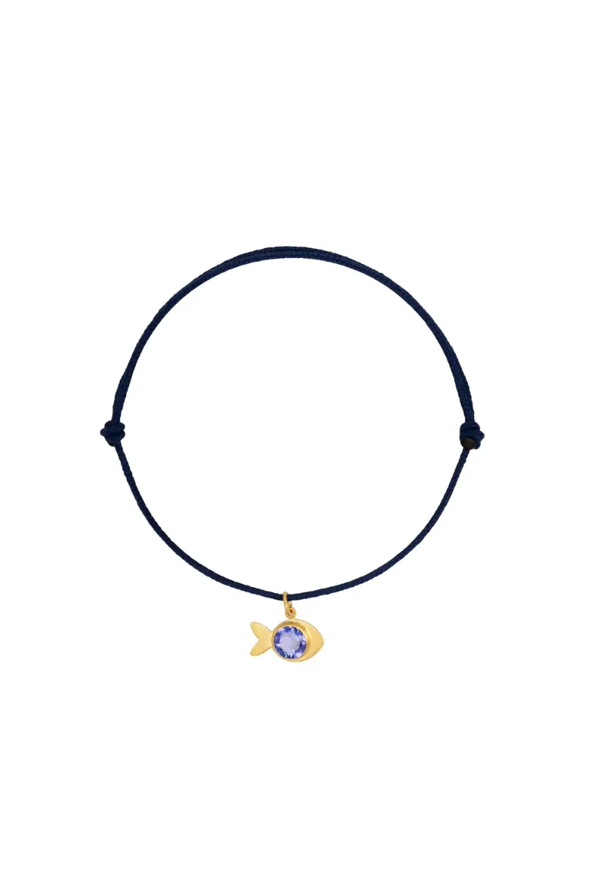 22K Yellow Gold Tanzanite Dory the Fish Charm Bracelet