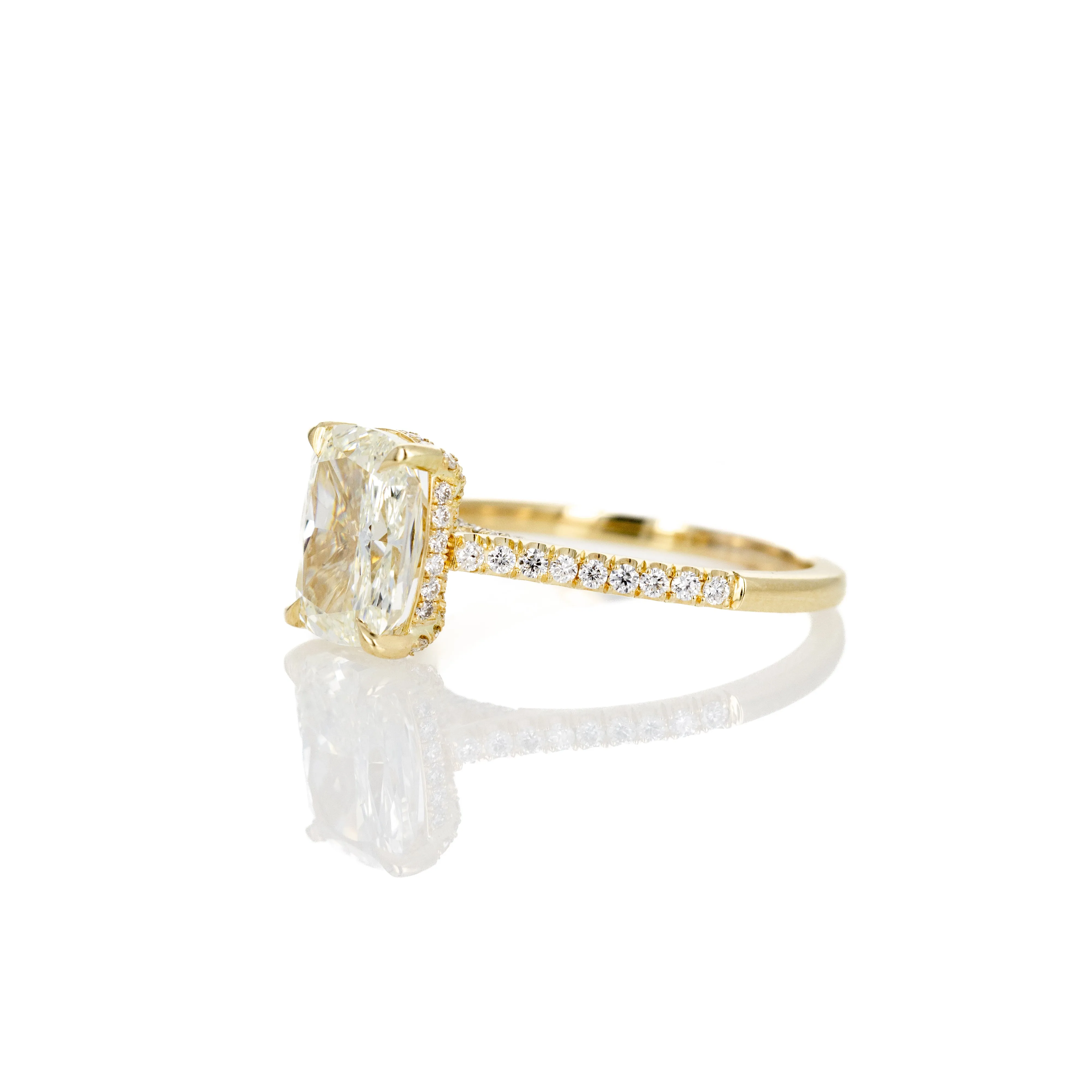 3 Carat Elongated Cushion Diamond Hidden Halo Engagement Ring