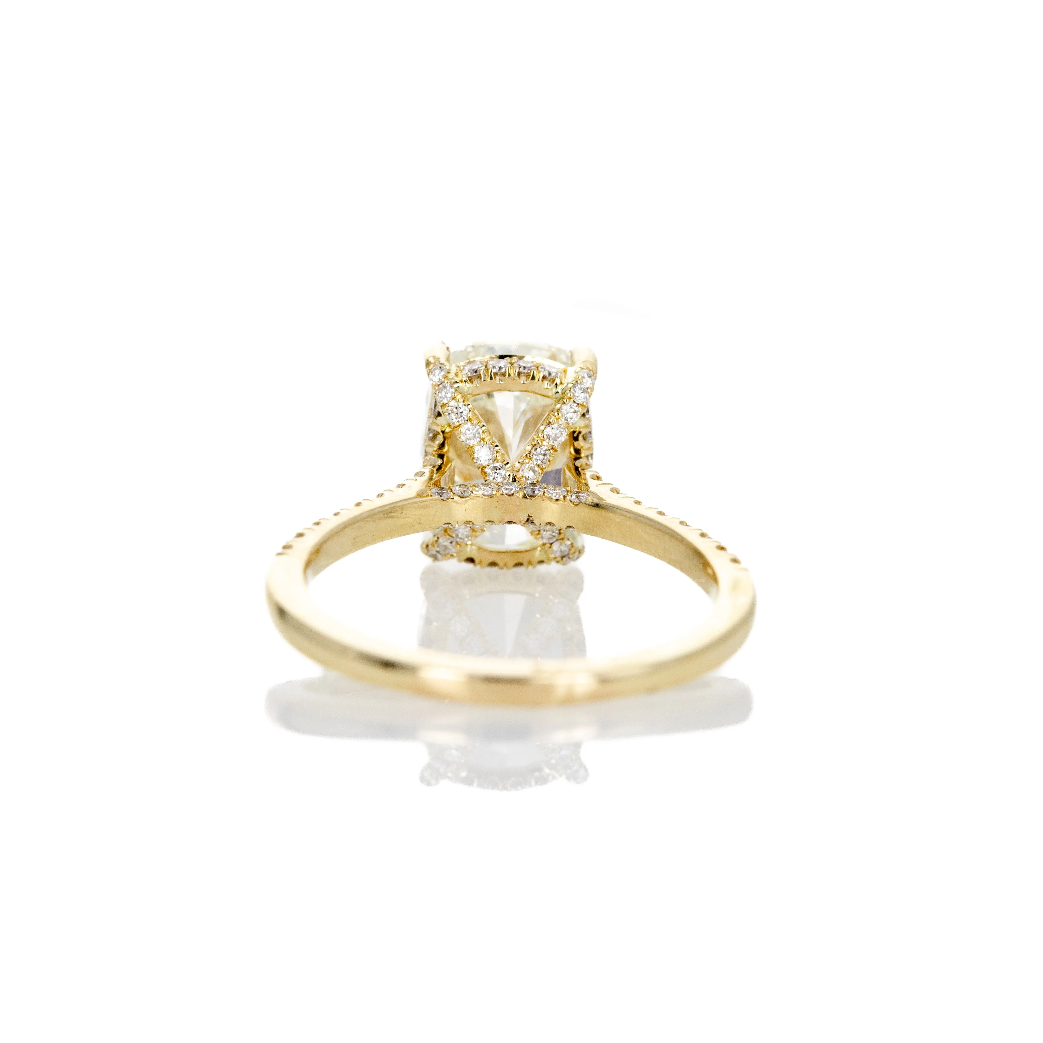 3 Carat Elongated Cushion Diamond Hidden Halo Engagement Ring