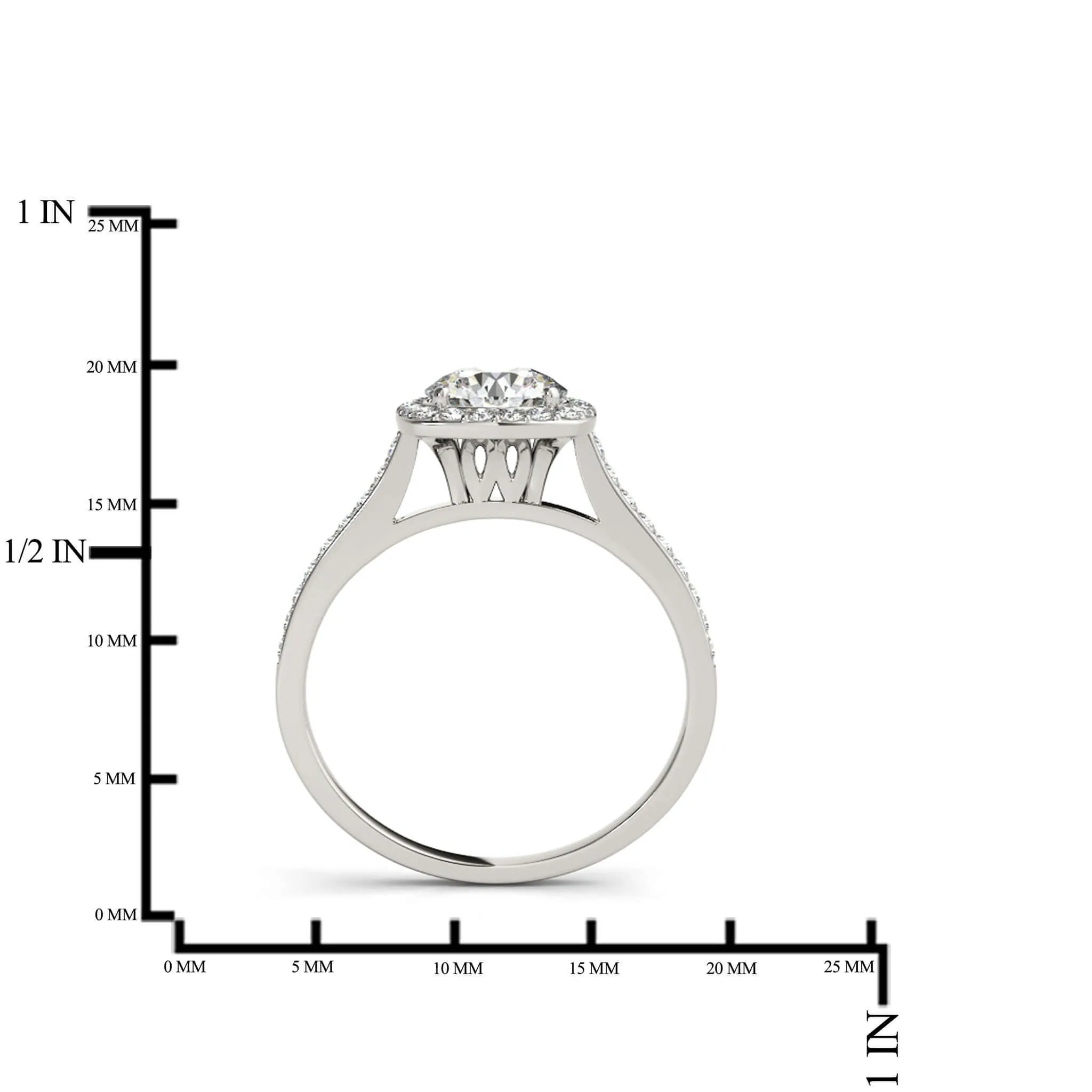 3/4 Ct. Halo Engagement & Wedding Band Set In 14k Solid Rose Gold (1/2ct, I-J Color, I2-I3 Clarity)