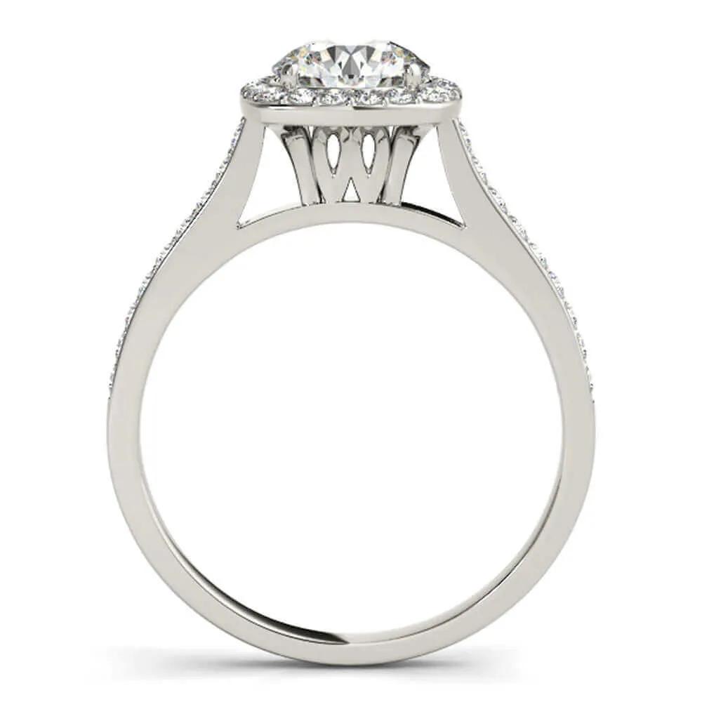 3/4 Ct. Halo Engagement & Wedding Band Set In 14k Solid Rose Gold (1/2ct, I-J Color, I2-I3 Clarity)