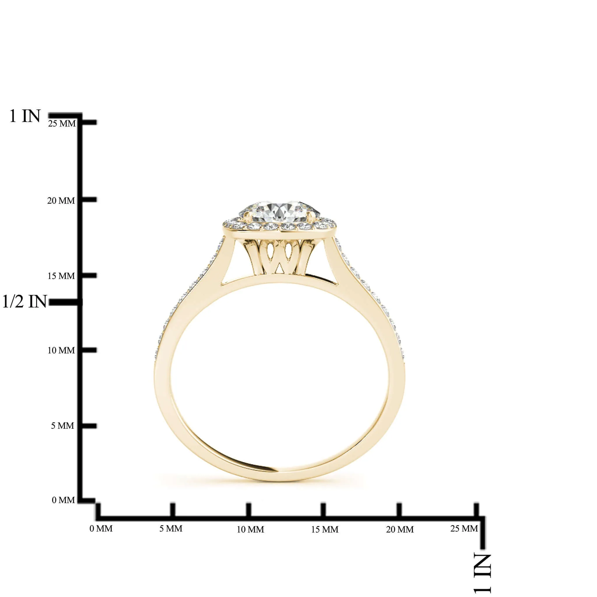 3/4 Ct. Halo Engagement & Wedding Band Set In 14k Solid Rose Gold (1/2ct, I-J Color, I2-I3 Clarity)