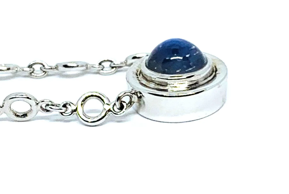 3.45 ct. Rainbow Moonstone, Bezel Set 18k White Gold Handmade Pendant Necklace