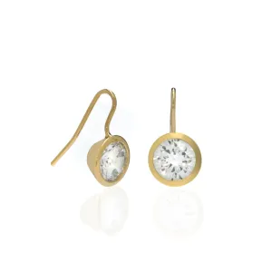 4 Carat CZ Gold Plated Sterling Silver Bezel Set Earrings