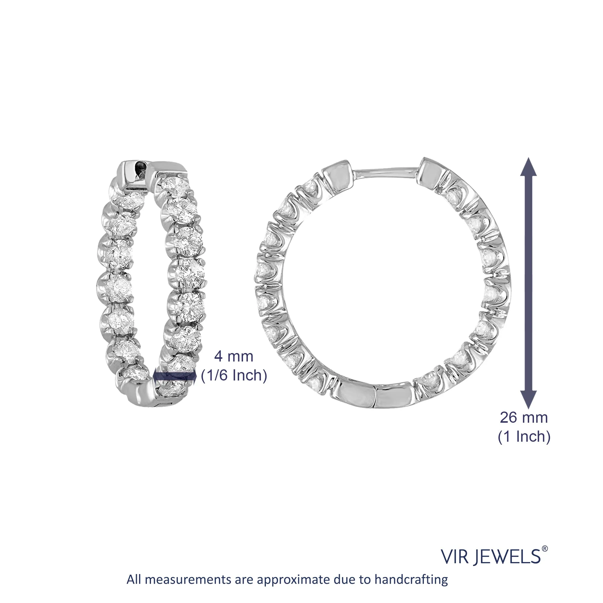 4 cttw Diamond Inside Out Hoop Earrings in 14K Gold