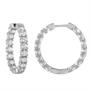 4 cttw Diamond Inside Out Hoop Earrings in 14K Gold