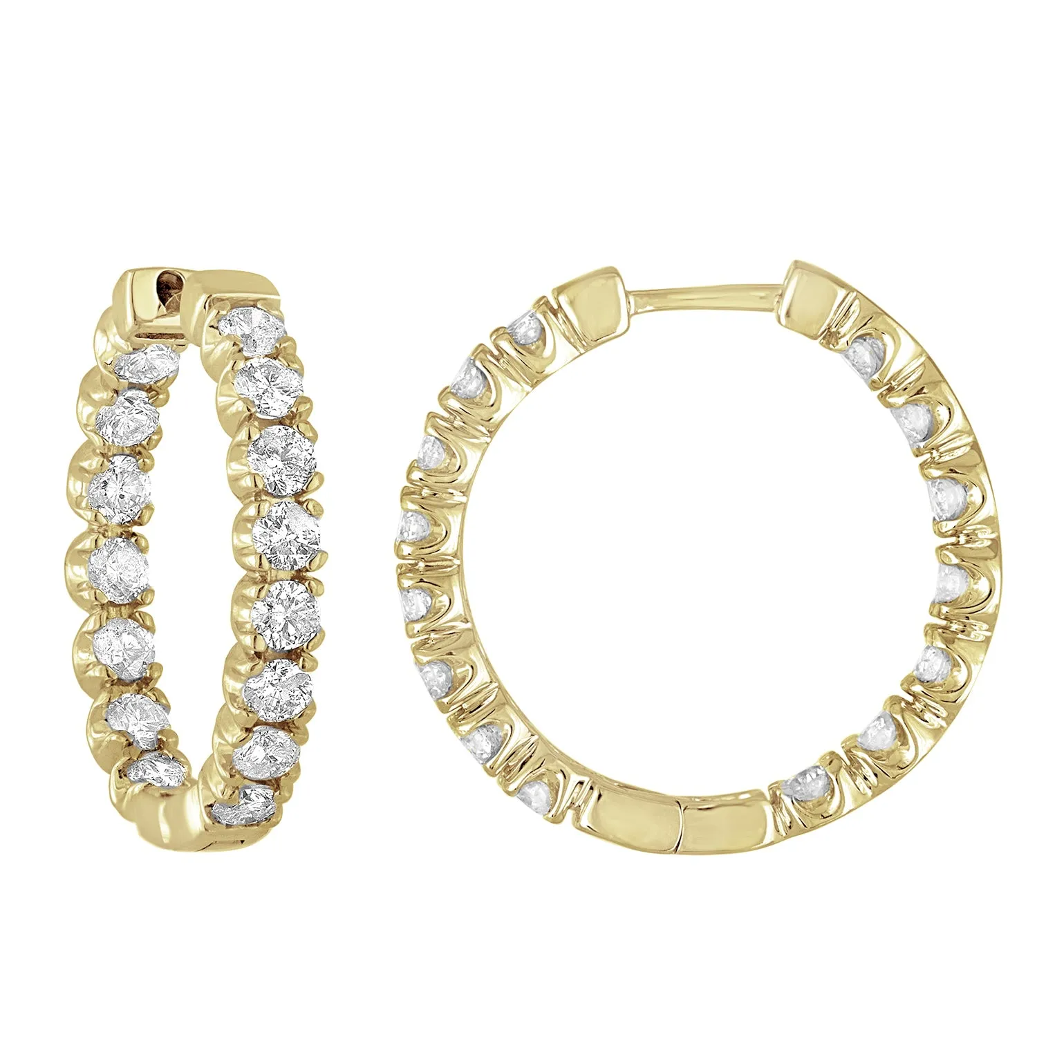 4 cttw Diamond Inside Out Hoop Earrings in 14K Gold