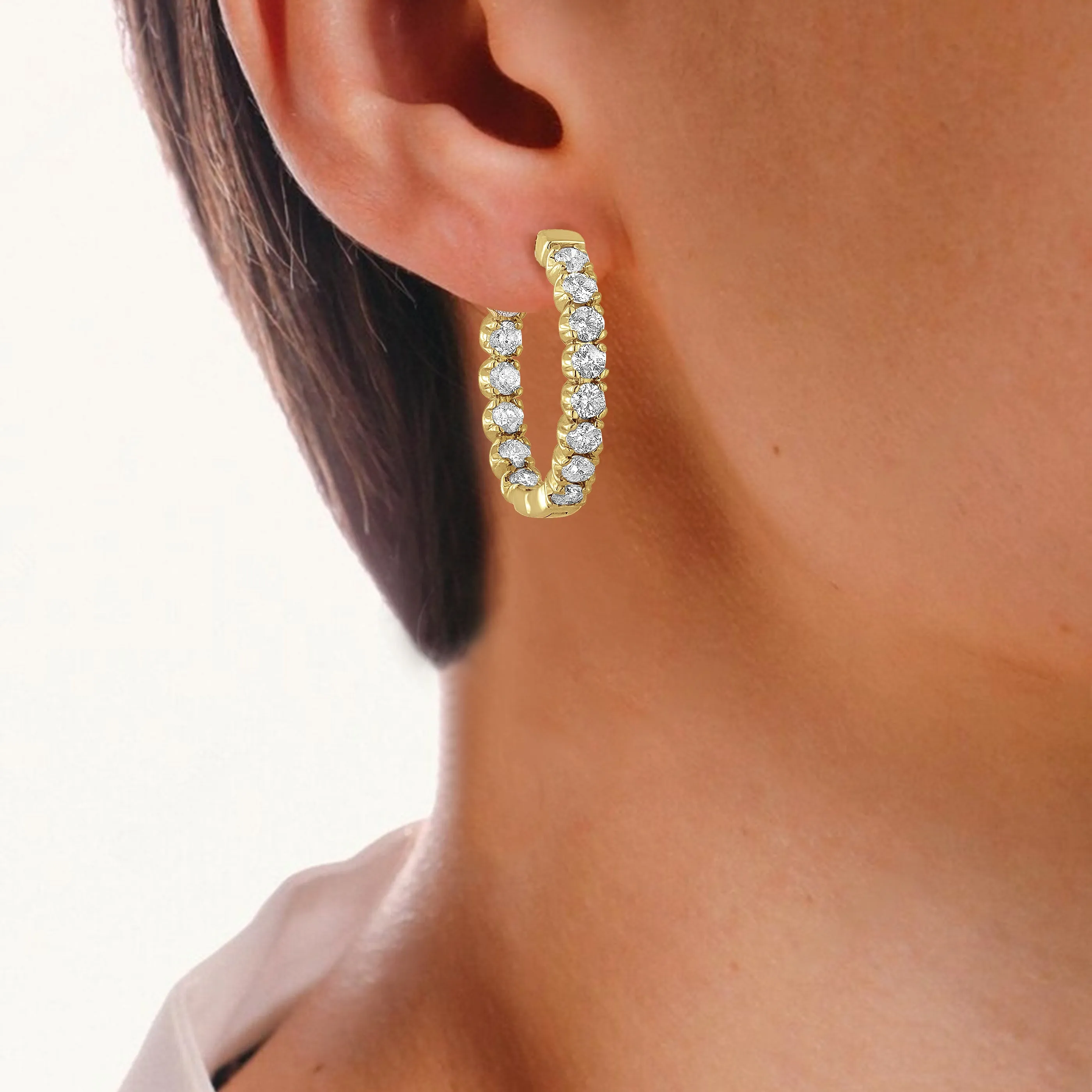4 cttw Diamond Inside Out Hoop Earrings in 14K Gold