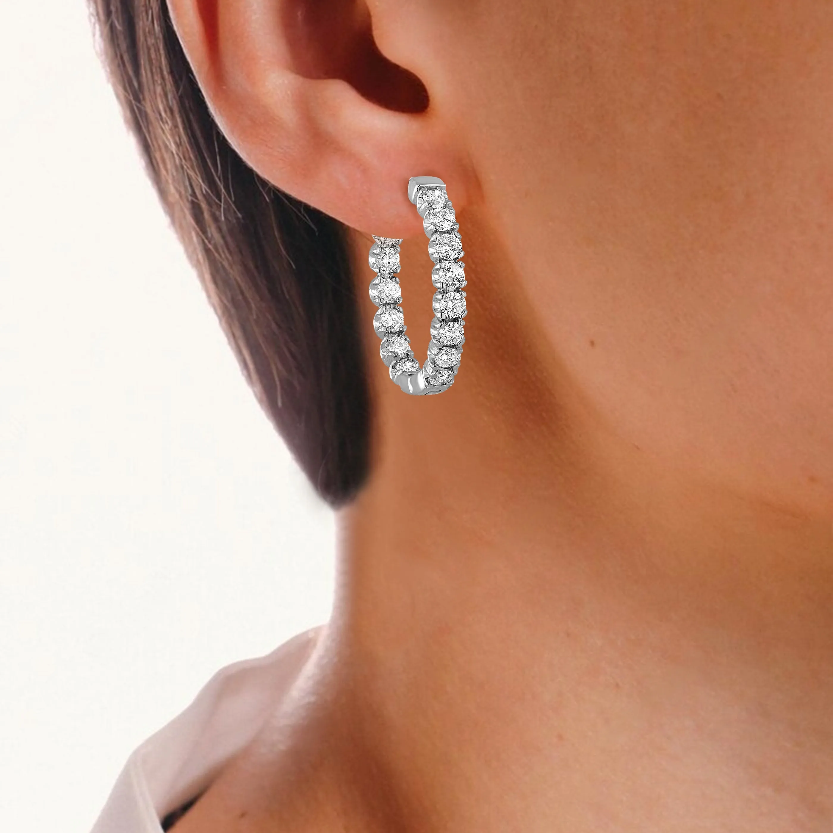 4 cttw Diamond Inside Out Hoop Earrings in 14K Gold